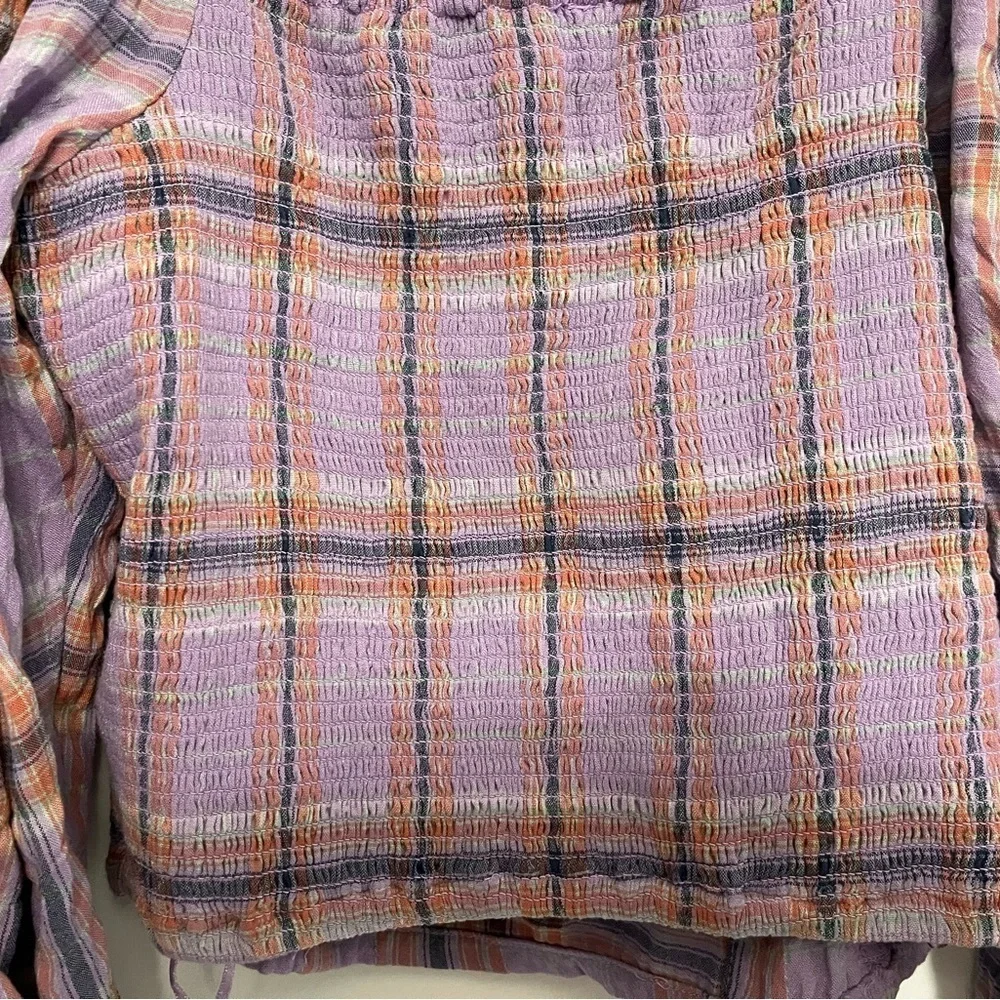 Free People Cherry Bomb cropped purple madras corset top size small petite SP - Picture 11 of 15